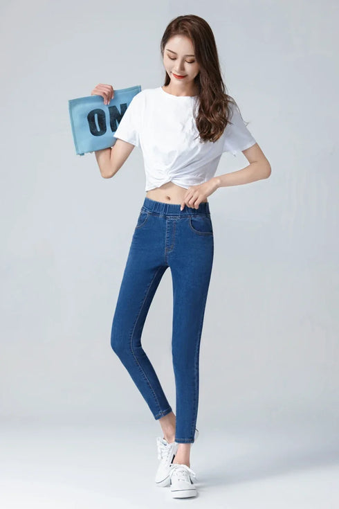 Stylish Women's High Waist Skinny Jeans in Plus Sizes