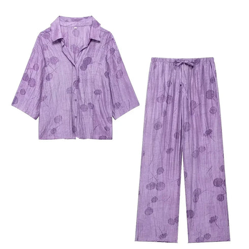 Women's Jacquard Floral Print Loose Set