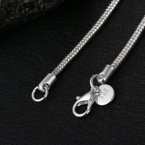 925 Sterling Silver Solid Snake Chain Necklace 40-75cm
