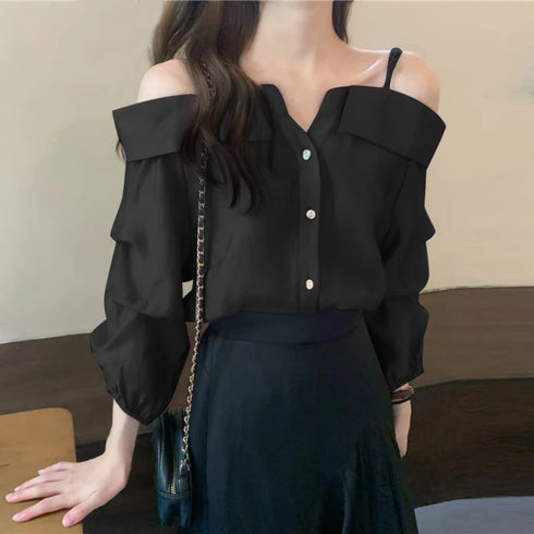 ZANZEA Off Shoulder Pleated Blouse for Women