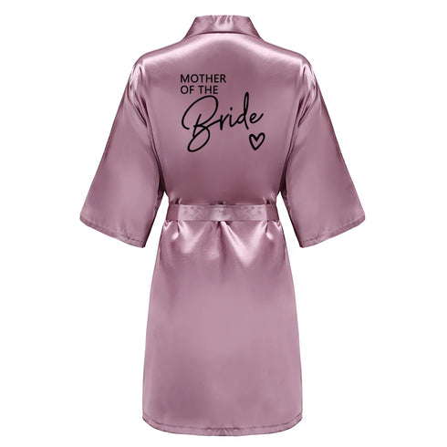Team Bride Satin Robe with Black Letters