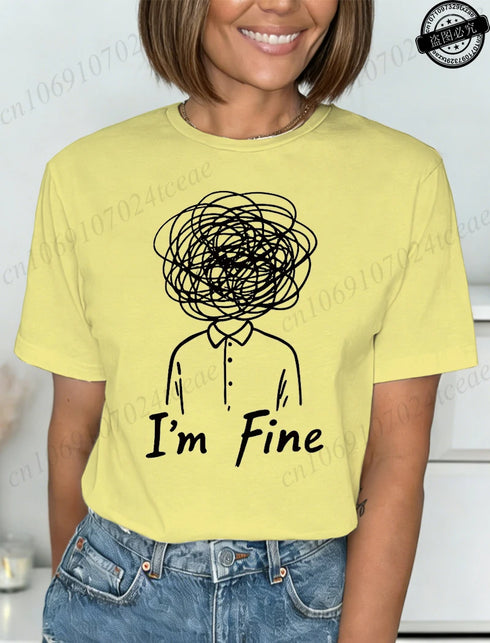 Harajuku I'm Fine Graphic T-Shirt for Women