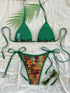 Green Border Leopard Print Bikini Swimsuit