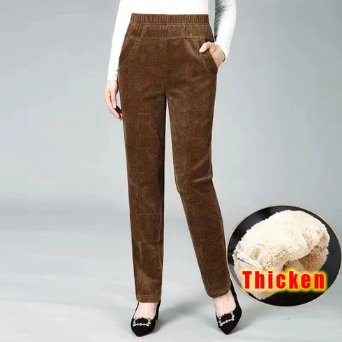 High Waist Fleece Pencil Pants for Women