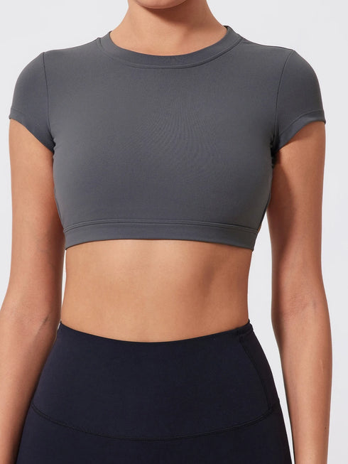 Ctenkevet Women's Yoga Crop Top with Back Detail