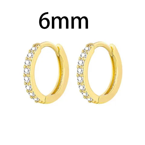 Stainless Steel Link Chain Hoop Earrings with Zirconia