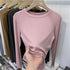 Slim Fit O-Neck Long Sleeve Top for Women