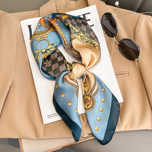 Luxury Floral Square Silk Scarf for Women