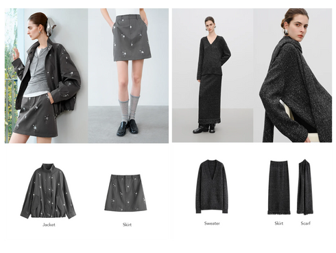 FSLE High-Waisted Straight-Leg Knit Trousers