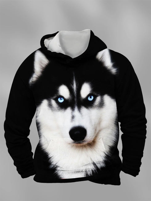 Men's 3D Husky Dog Print Hoodie