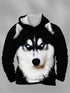 Men's 3D Husky Dog Print Hoodie
