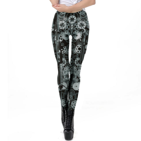 Gothic Steampunk Print Leggings for Women