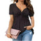 Plus Size V-Neck Short Sleeve Casual T-Shirt in Black