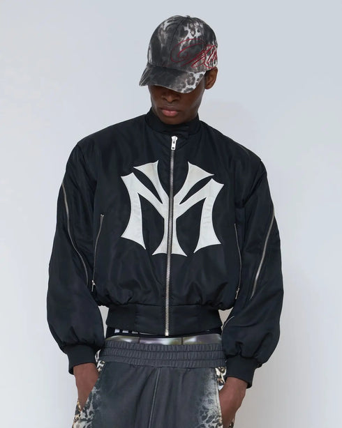 Unisex Black Zip-Up Hoodie with Embroidery Detail