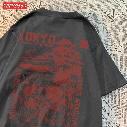 Tokyo Sakura Print Oversized Women's T-Shirt
