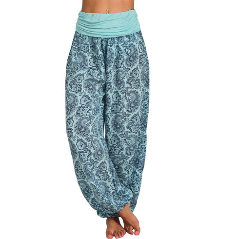 Plus Size Printed Wide Leg Harem Pants