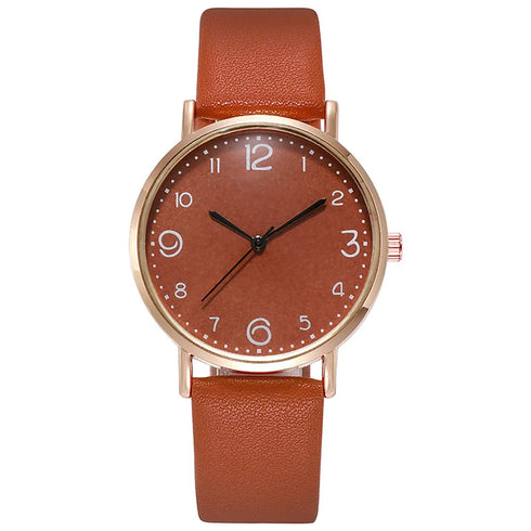 Simple Vintage Digital Face Leather Belt Women's Watch