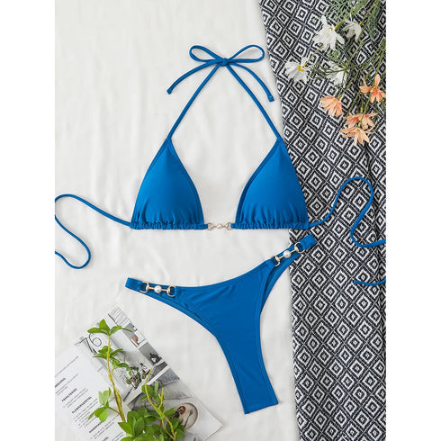 Stylish Chain Detail Bikini Set for Women