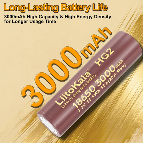 LiitoKala 3.7V 18650 HG2 3000mAh Lithium Batteries