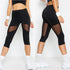 Black Mesh Patchwork Fitness Leggings for Women