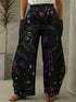 Abstract Star and Moon Print Wide-Leg Pants