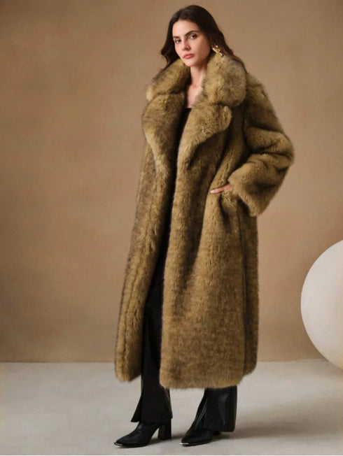 Eco Faux Fur Coat for Women - Stylish Gradient Jacket