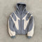 Geometric Pattern Zip-Up Hoodie in Grey
