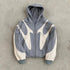 Geometric Pattern Zip-Up Hoodie in Grey