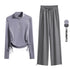 DRUR Women's 2 Piece Sweatsuit Set with Long Sleeve Top