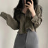 Long Sleeve Casual Blouse with Pockets