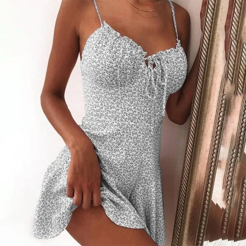 Women’s Floral Print Spaghetti Strap Mini Dress