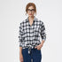 Loose Fit Cotton Plaid Shirt for Women