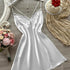 Women's Satin V-Neck Nightdress with Lace Slit