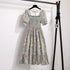 Floral A-Line Chiffon Dress with Short Sleeves