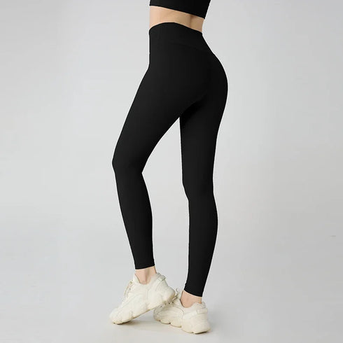 Naked Feeling Yoga Leggings High Waisted Hip Lifting Fitness Ankle Length Breathable Sports Pants for Running and Cycling