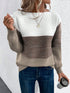 Elegant Three-Colour Patchwork Sweater for Women