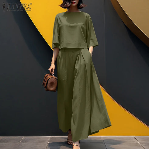 ZANZEA Women's 2 Piece Autumn Co-ord Set