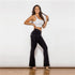 Ladies Distressed Black Flare Jeans