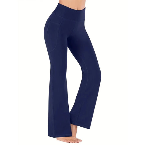 Women's High Waist Flared Pants with Pockets