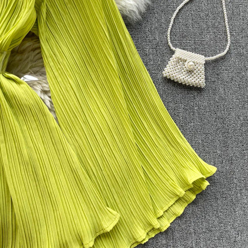 Purple Solid Casual Pullover V-Neck Loose Flare Sleeve Folds No Belt Women's Blouse Shirt Female Clothing Tops 2024 Fashion