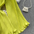 Purple Solid Casual Pullover V-Neck Loose Flare Sleeve Folds No Belt Women's Blouse Shirt Female Clothing Tops 2024 Fashion