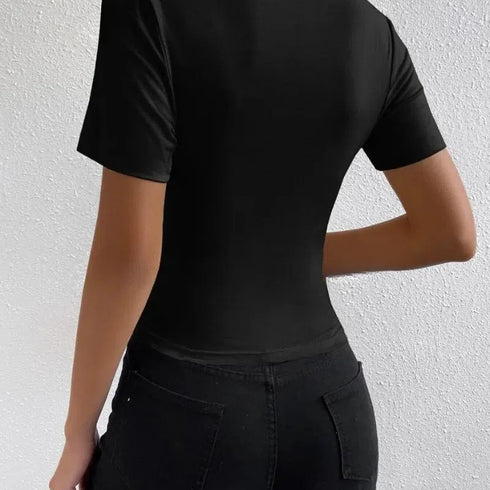 Chic Turtleneck Slim Fit Short Sleeve Top - Perfect Spring & Summer Essential for Women