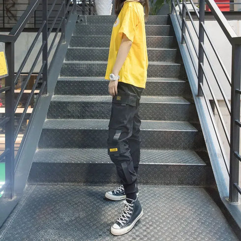 Women's Black Cargo Pants with Pockets