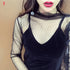 Lace Bottomed Long Sleeve Blouse Top