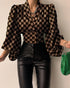 Elegant Lantern Sleeve V-Neck Blouse