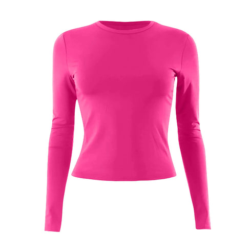 Womens Long Sleeve Bodycon Crop Top - Solid Colours