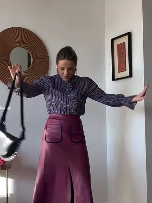 Elegant Ruffled Purple Casual Blouse for Women