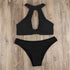 Women's Black Halter Neck Bikini Set