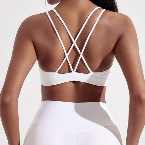 Solid Colour Cross Back Sport Bra for Women