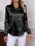 Elegant Turn-down Collar Button-front Satin Long Sleeve Women's Shirt for Daily Commute And Business Casual Wear